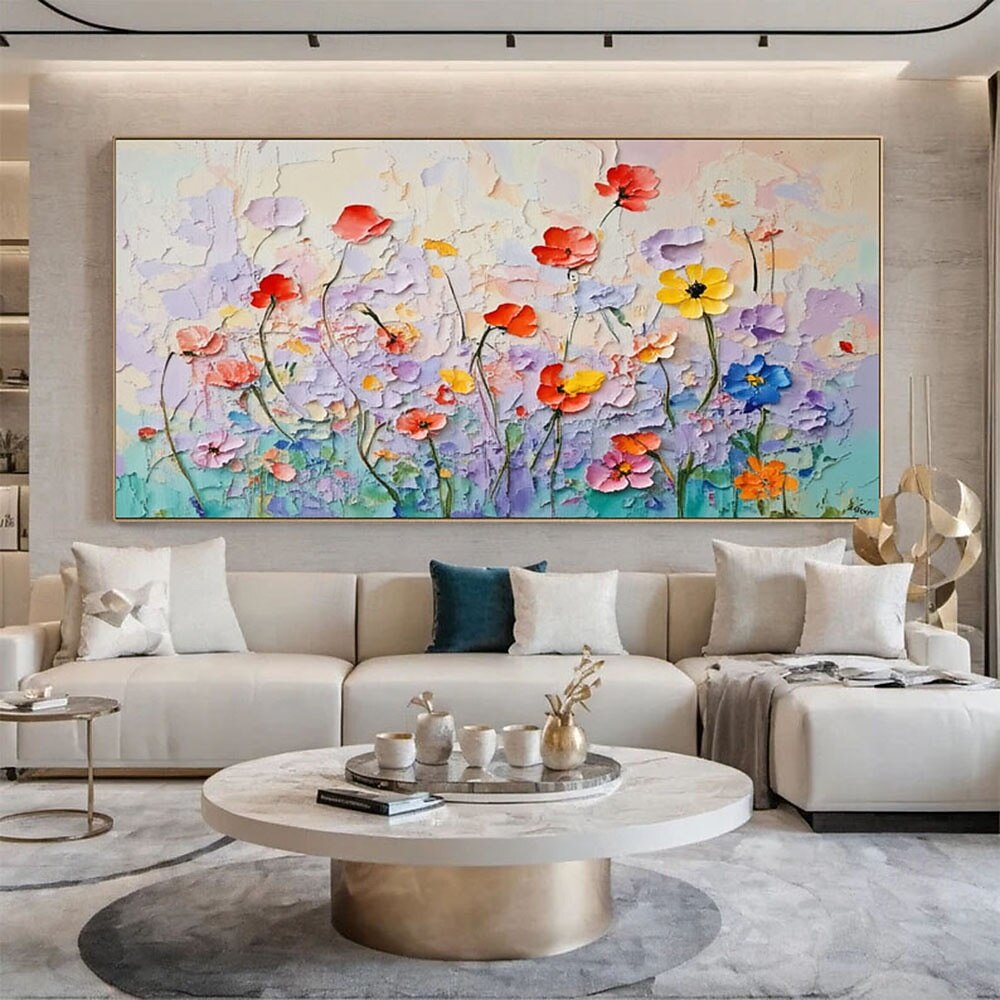 Нарисованная вручную красочная картина маслом на холсте, оригинальная большая флора, растение, пейзаж, настенная живопись, современный диван, фон, декор для стены 2026 - $60.99 –P4