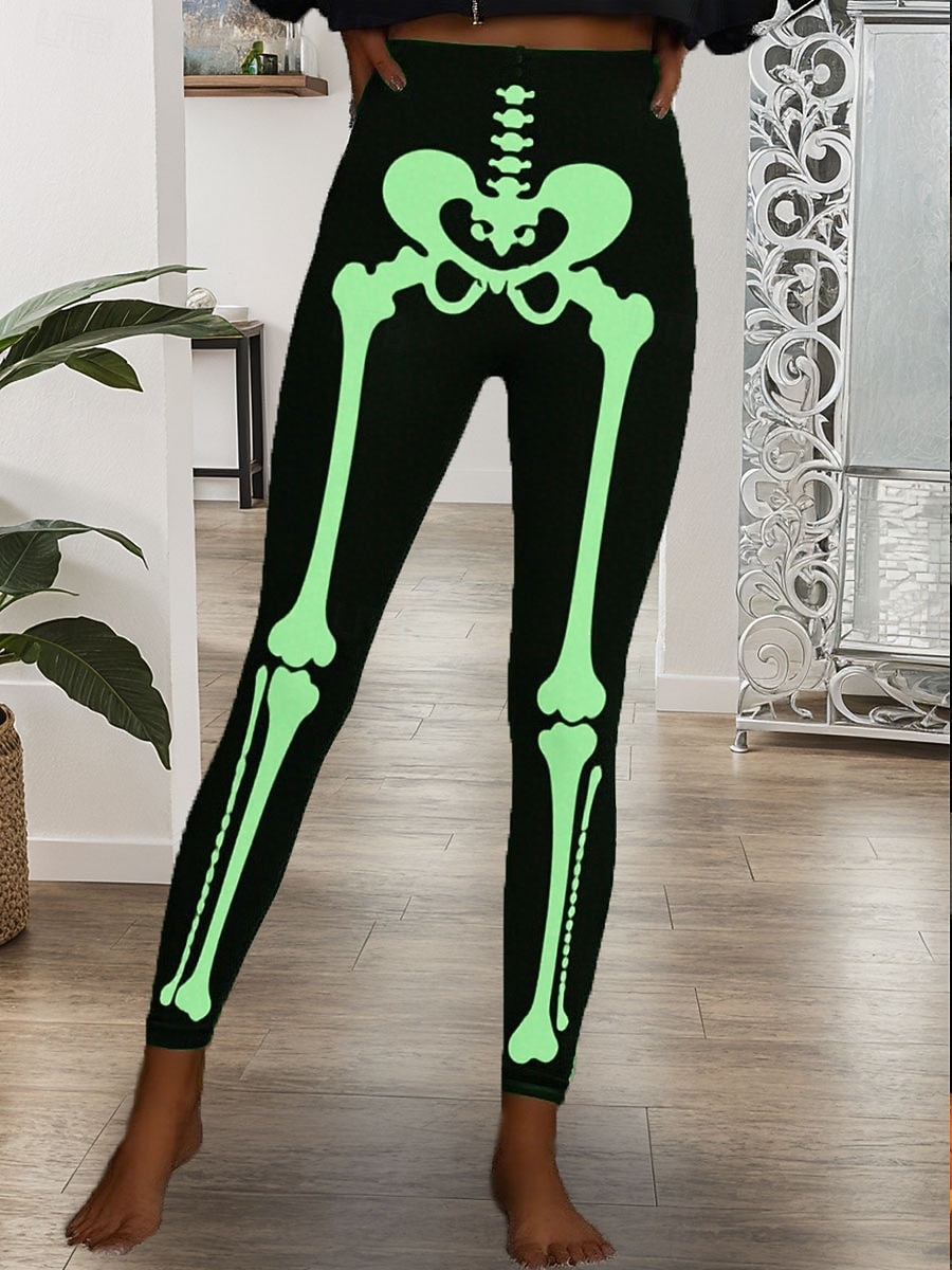 Frauen Leggings Urlaub Vintage Mode Voll Länge Hoch Taille Hosen Grafik Totenkopf Druck Thermisch Warm Weich Atmungsaktiv Hohe Elastizität Formal Outdoor Urlaub Weiß Rosa Blau Grün Frühling 2026 - $21.99 –P4