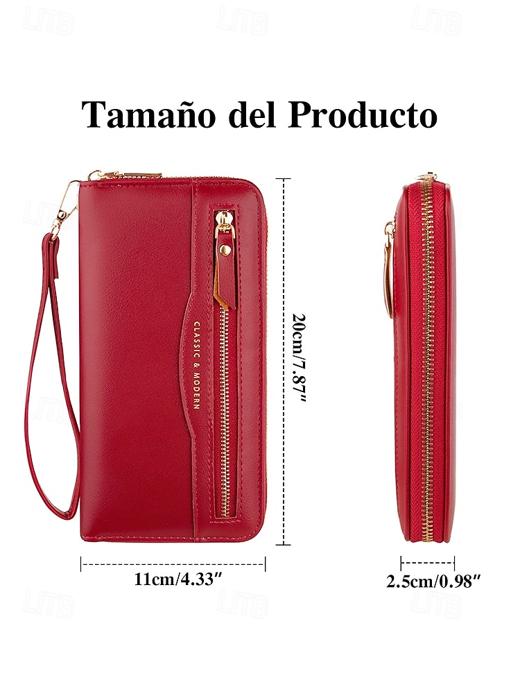 Dames kerstportemonnee met grote capaciteit, meerdere kleuren, imitatieleer met ritsdetail, elegant en praktisch, perfect als vakantiecadeau en dagelijks gebruik 2026 - $14.99 –P8