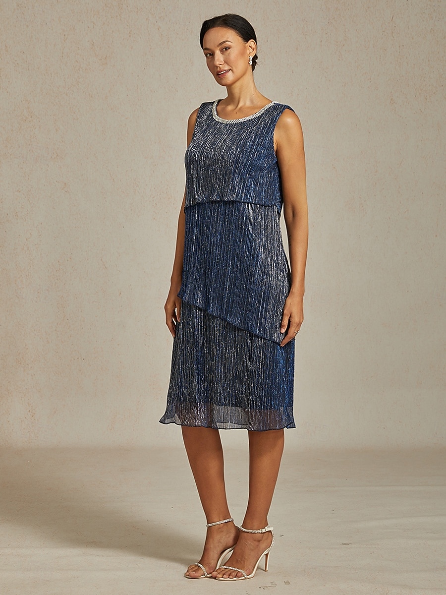 Női Midi ruha Váltó ruha Rakott ruha Halter ruha Elegáns Buli Előírásos Parti Esküvői vendég Koktélparty Normál Tömör szín Ujjatlan Terített nyak Sötétkék Nyár Tavasz Ősz Tél 2025 - $141.99 –P1