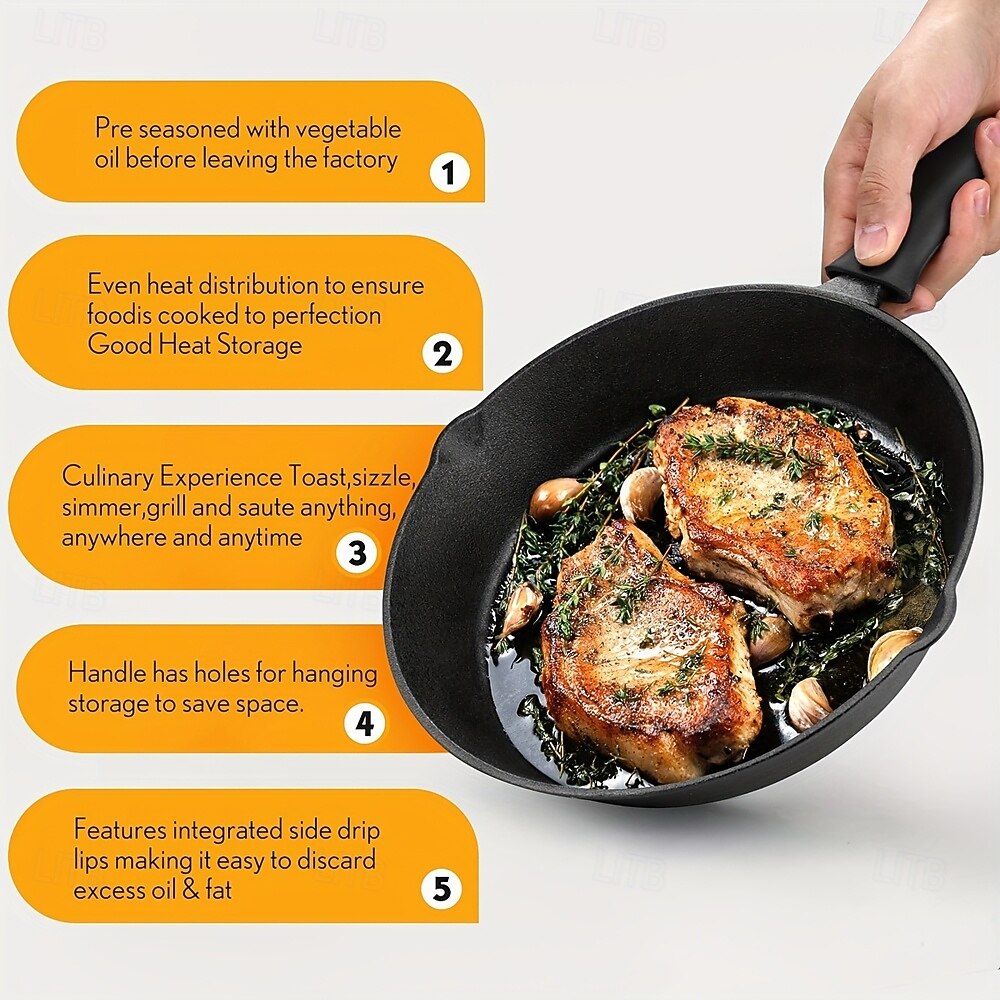 4-piece Cast Iron Cookware Set -10 Inch 8-inch 6-inch Flat Bottomed Pans with Excellent Insulation Performance Suitable for Indoor and Outdoor Cooking Frying Pans Heavy-duty Professional Restaura 2025 - $154.99 –P3