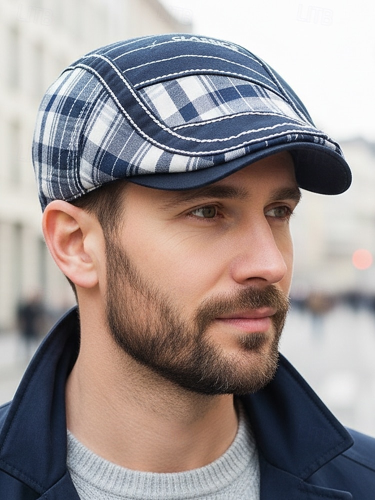 Casquette plate à carreaux en coton pour homme, chapeau gavroche vintage en lierre avec coupe ajustable, cadeau de Noël élégant pour les tenues décontractées et les voyages en plein air de 2025 ? $18.99 –P2