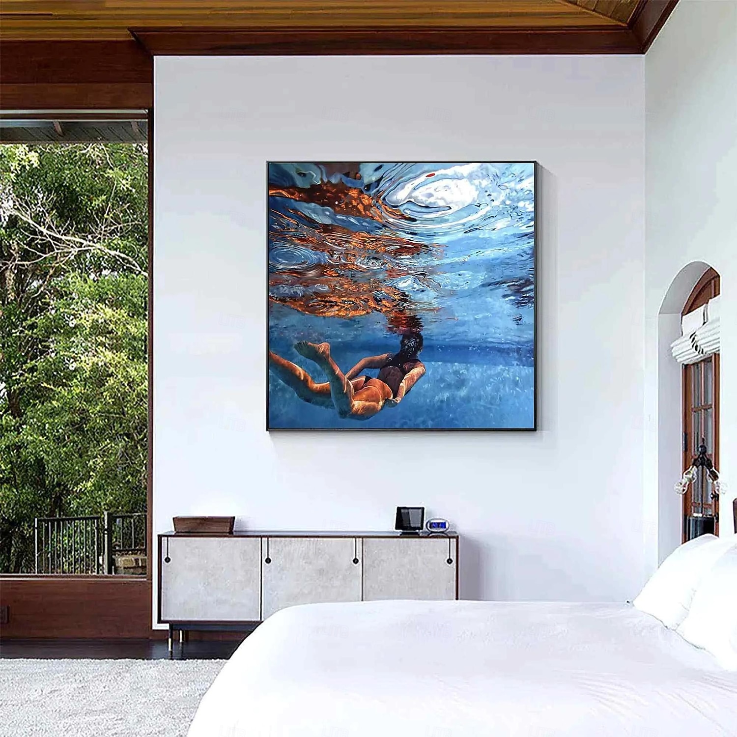 Ölgemälde „Taucherin“: abstrakte schwimmende Frau, handgefertigte Leinwand 2025 - $40.99 –P3