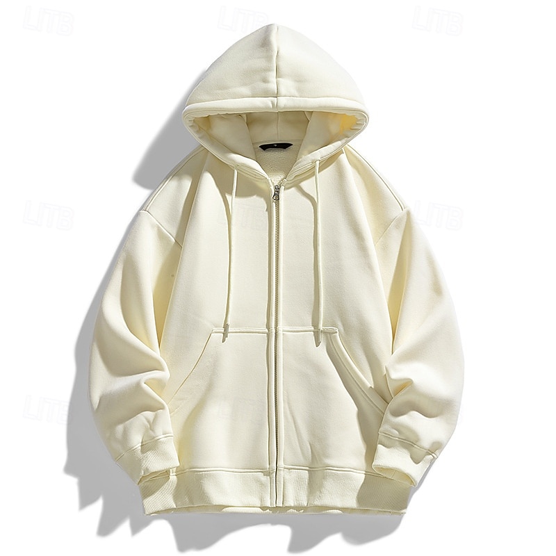 Per uomo Felpa con cappuccio Felpa con cappuccio a zip intera Aalbicocca Nero Bianco Vino Blu marino Con Cappuccio Semplice Coulisse Con zip Tasca Sport & Outdoor Quotidiano Ferie Poliestere del 2025 a $28.99 –P12