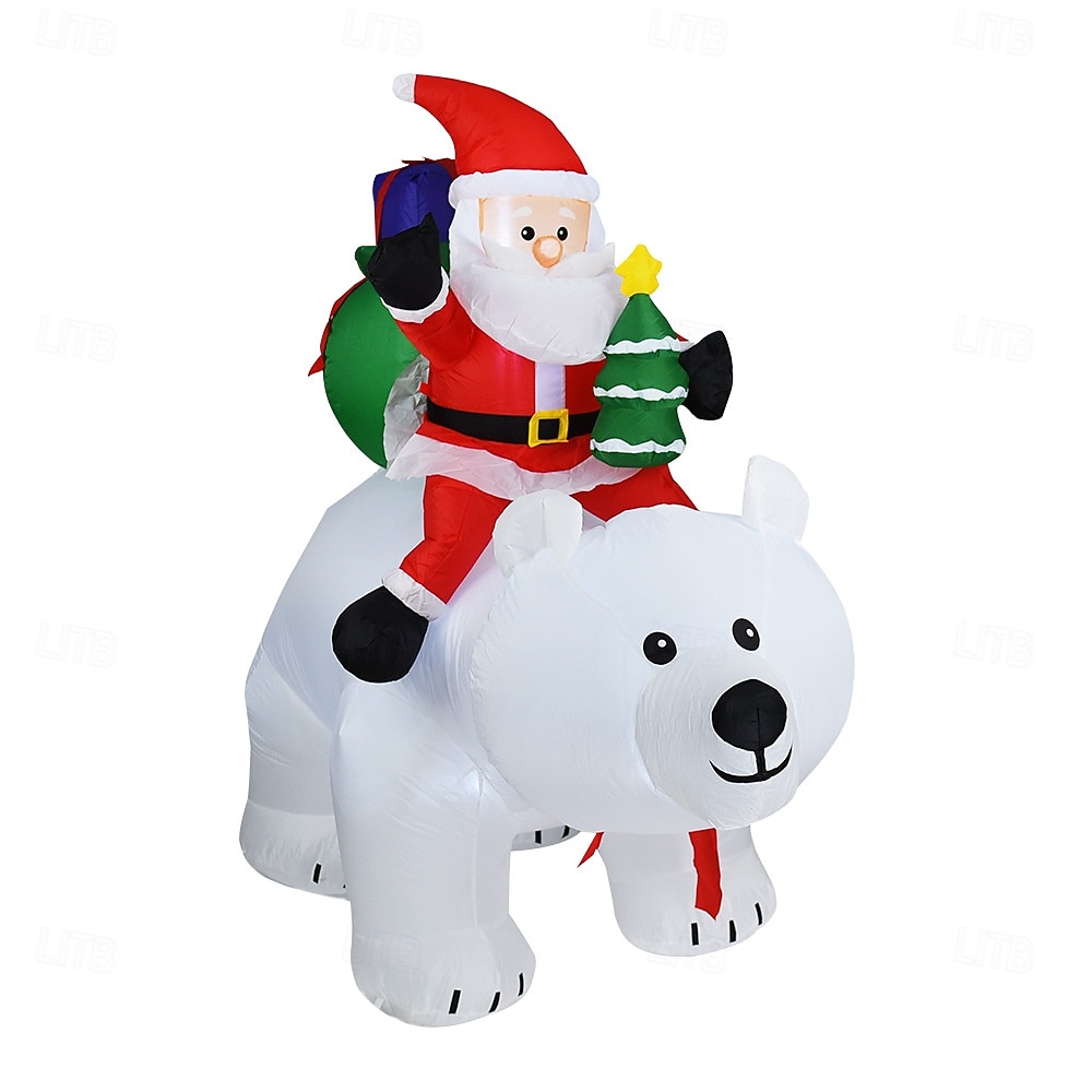 Christmas Santa Claus riding a shaking white bear LED strip light inflatable air model indoor and outdoor courtyard lawn party festive atmosphere decoration light EU/US/UK/AU Plug 2025 - $91.99 –P2