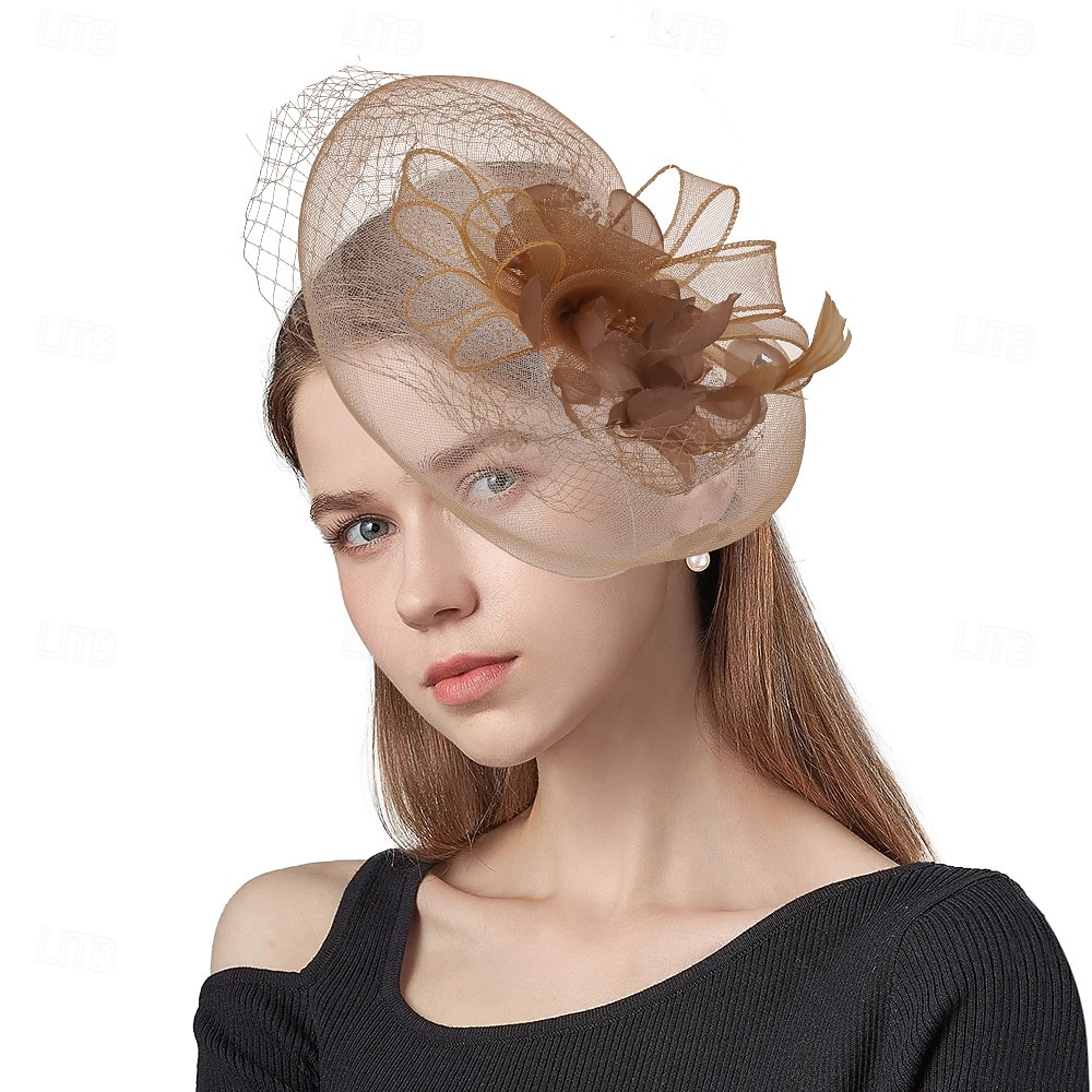 Palarioare Tul Pană Pălărie Nuntă Petrecere ceai Cursă de cai cocktail Elegant Epocă Cu Pene Diadema Articole Pentru Cap 2025 - $14.99 –P4