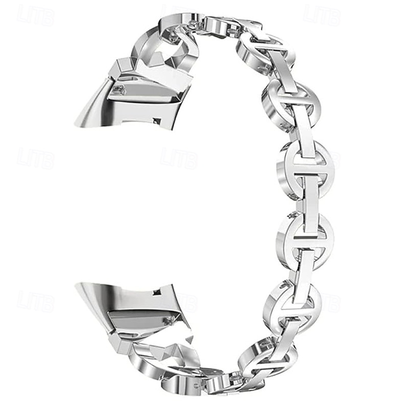 سوار ساعة ذكية متوافق مع فيتبيت تشارج 6 / فيتبيت تشارج 5 حزام ساعة ذكية من الفولاذ المقاوم للصدأ مرصع بأحجار الراين والكريستال اللامع سوار مجوهرات ألماس بديل لفيتبيت تشارج 6 2025 - $18.99 –P2