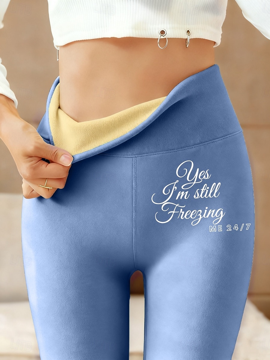 Damen Leggings mit Fleecefutter Fleecehose Leggings Urlaub Vintage Ethno-Stil Volle Länge Hohe Taille Buchstabe Thermowarm Bequem Verdicken Dehnbar Lässig Täglich Outdoor Blau Schwarz Rosa Grün 2026 - $39.99 –P4