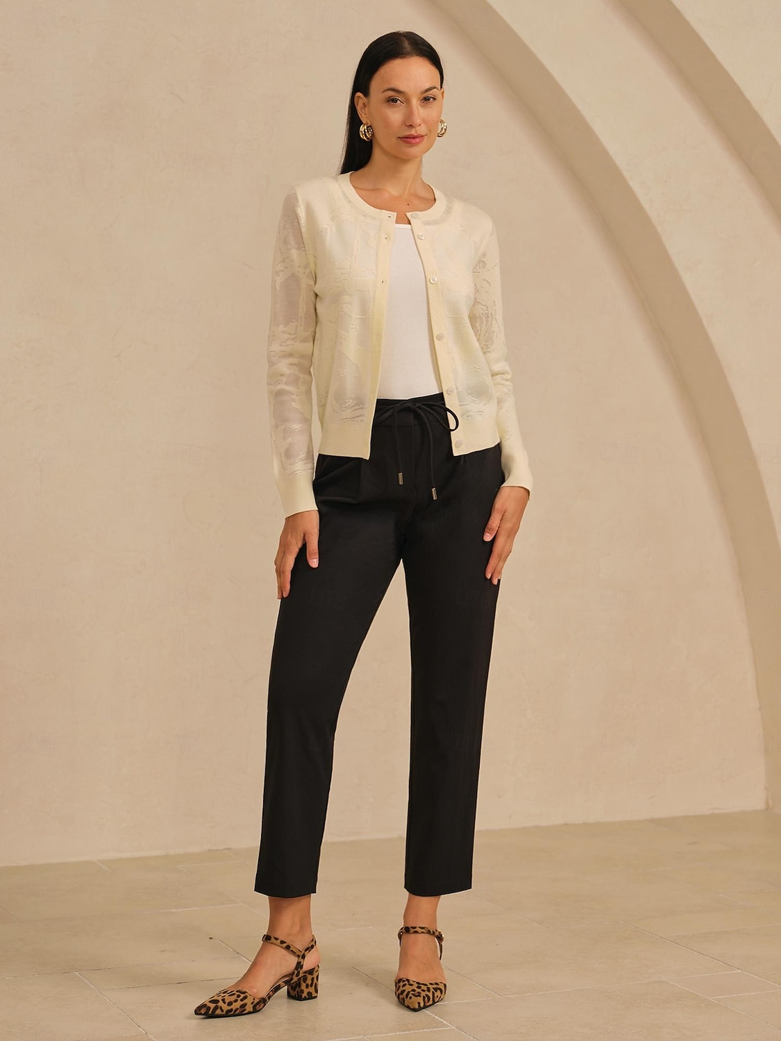 Pantalones de mujer ajustados con corte pitillo, cremallera frontal, cintura con cordón, para primavera y otoño, informales, para trabajo. 2026 - $91.99 –P2