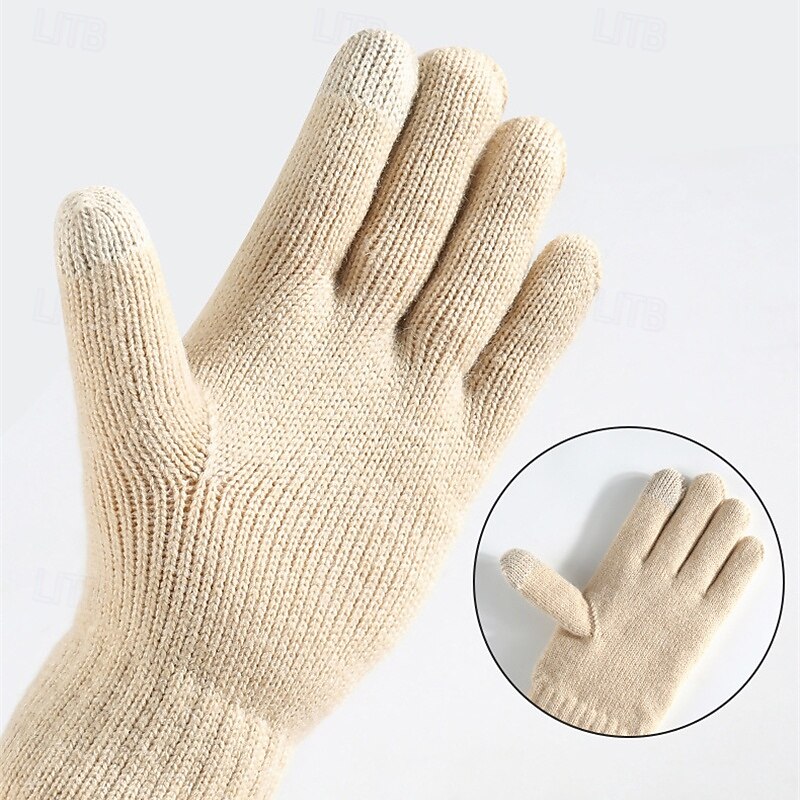 Dam 1 par Fingertoppar / Vinterhandskar / Stickade handskar Streetwear / Grundläggande / Utomhus Handskar - Solid färg Helt finger 2026 - $22.99 –P9