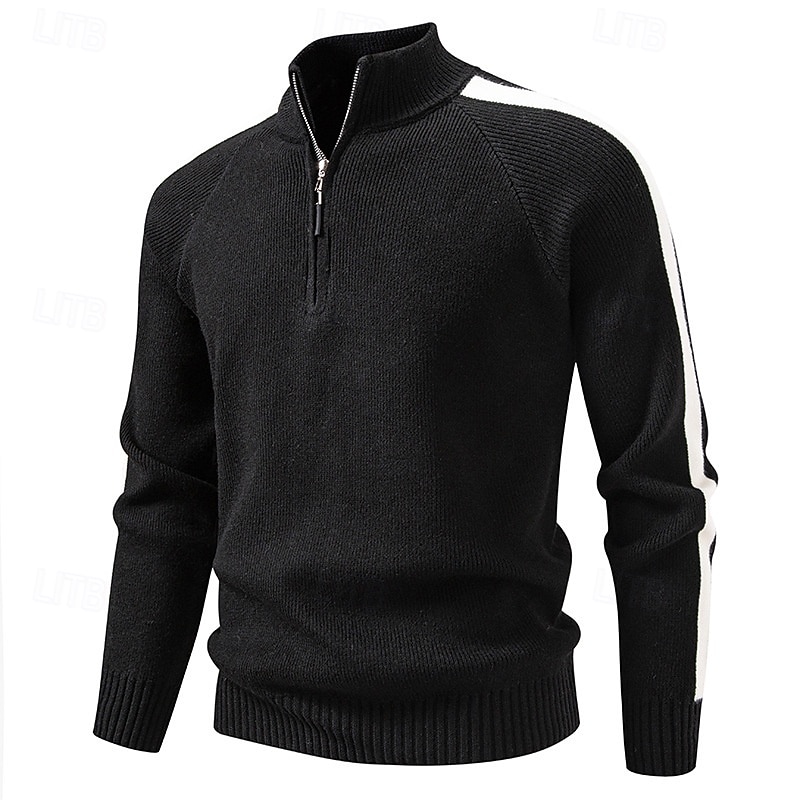 Per uomo Felpa Maglione Maglione con zip a un quarto A Coste Maglia Top Regolari Lavorato a maglia Slim Fit Semplice Colletto Mao Maglieria Contemporaneo Affari Casuale Abbigliamento Autunno Nero del 2026 a $36.99 –P5