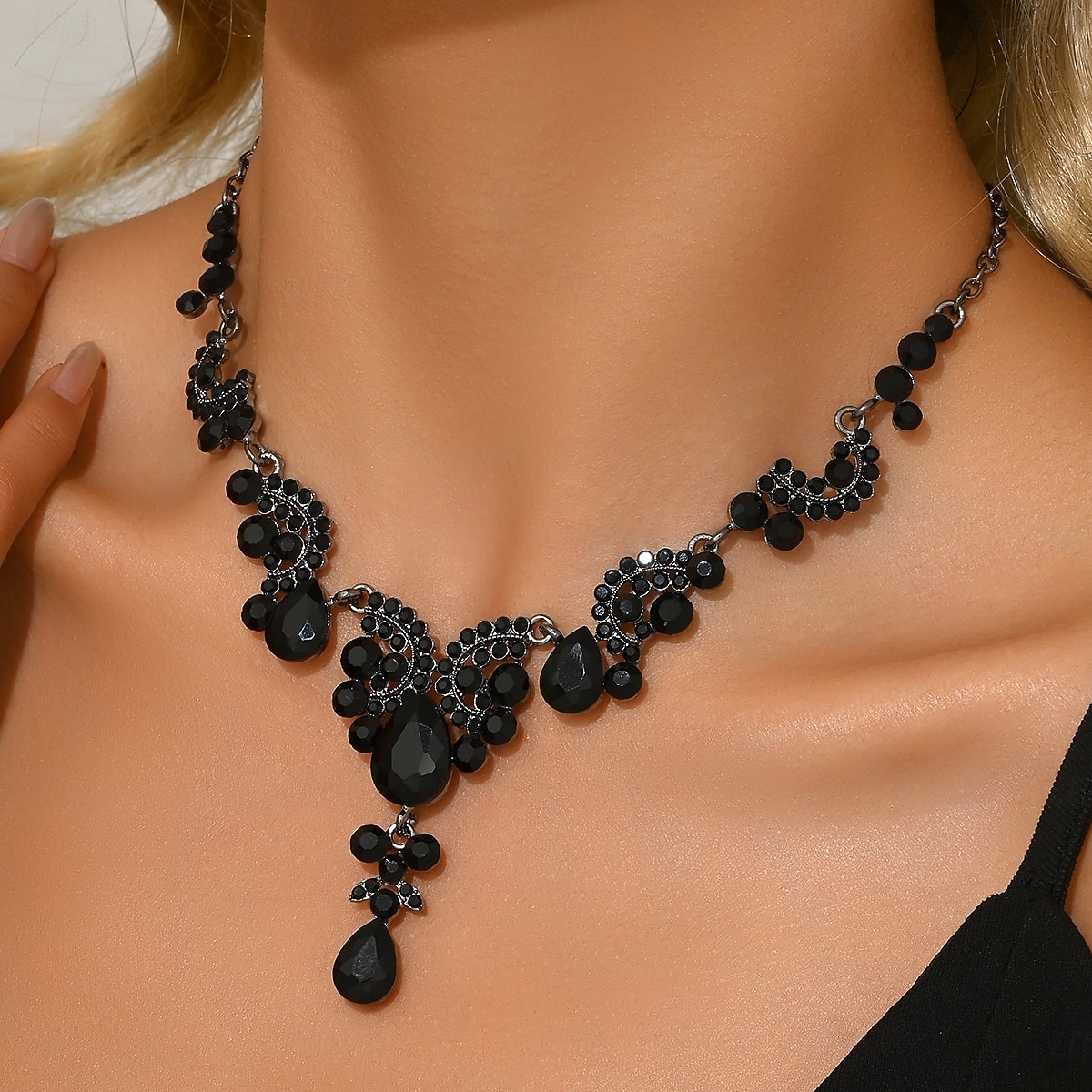 Collar llamativo de lágrima de cristal para mujer, elegante joya vintage con diamantes de imitación para bailes Gatsby y bodas. &fiestas nocturnas 2026 - $11.99 –P6