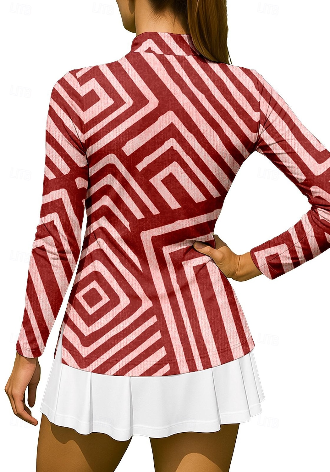 نسائي هندسي Shirt قميص رياضي قميص بولو قميص تنس كم طويل سحاب زهري UPF50+ مقاوم للأشعة فوق البنفسجية عالية المرونة رطوبة فتل متنفس تينس الغولف ركض مرتفعة طوق بسحاب قميص قميص طويل الذراعين أحمر 2026 - $25.99 –P2