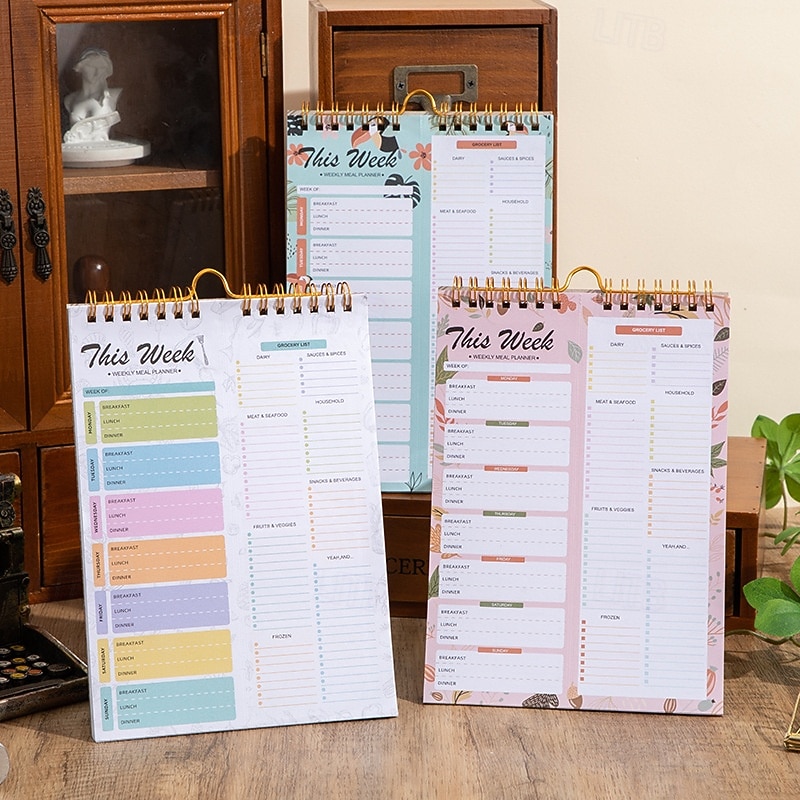 ateriasuunnitteluvihko 8,5x5,8 tuumaa, 52 arkkia magneettinen, kaksoiskierteinen ateria &ruokalista, seinälle kiinnitettävä ruokalistasuunnittelija päivittäiseen käyttöön &viikkosuunnitelma 2026 - $13.99 –P2