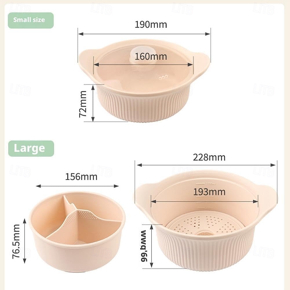 סיר אידוי סיליקון למיקרוגל 42oz, 3 תאים, סיר אידוי סיליקון 4 ב-1 עם ידית ומכסה לירקות, דגים, הכנת ארוחות, מזון לתינוקות, תנור &בטוח למדיח כלים, קל לניקוי 2026 - $15.99 –P11