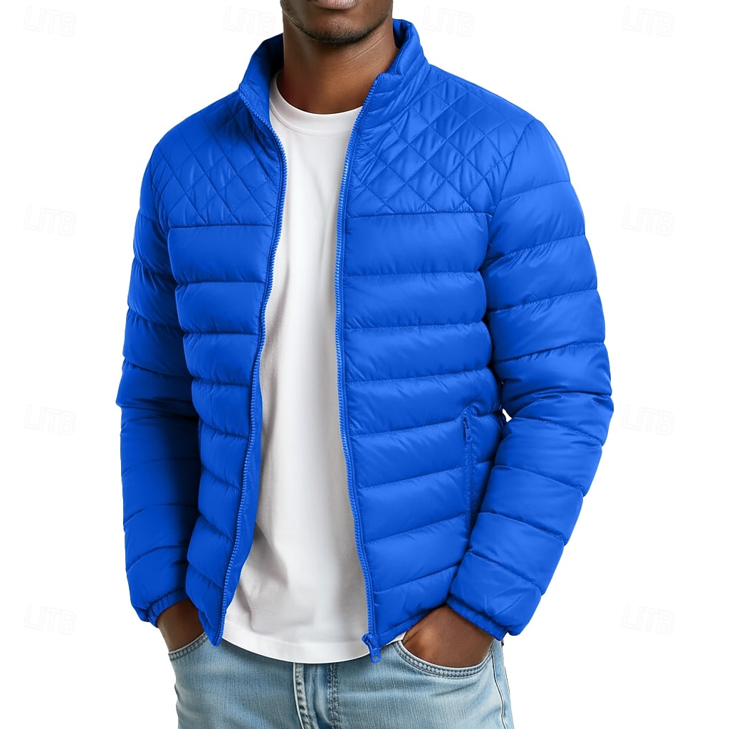 Муж. Пуховик Куртка переходного периода Полный почтовый индекс на открытом воздухе Повседневные Обычная Классика С защитой от ветра Легкость Зима Весна & осень Сплошной цвет 2025 - $35.99 –P2