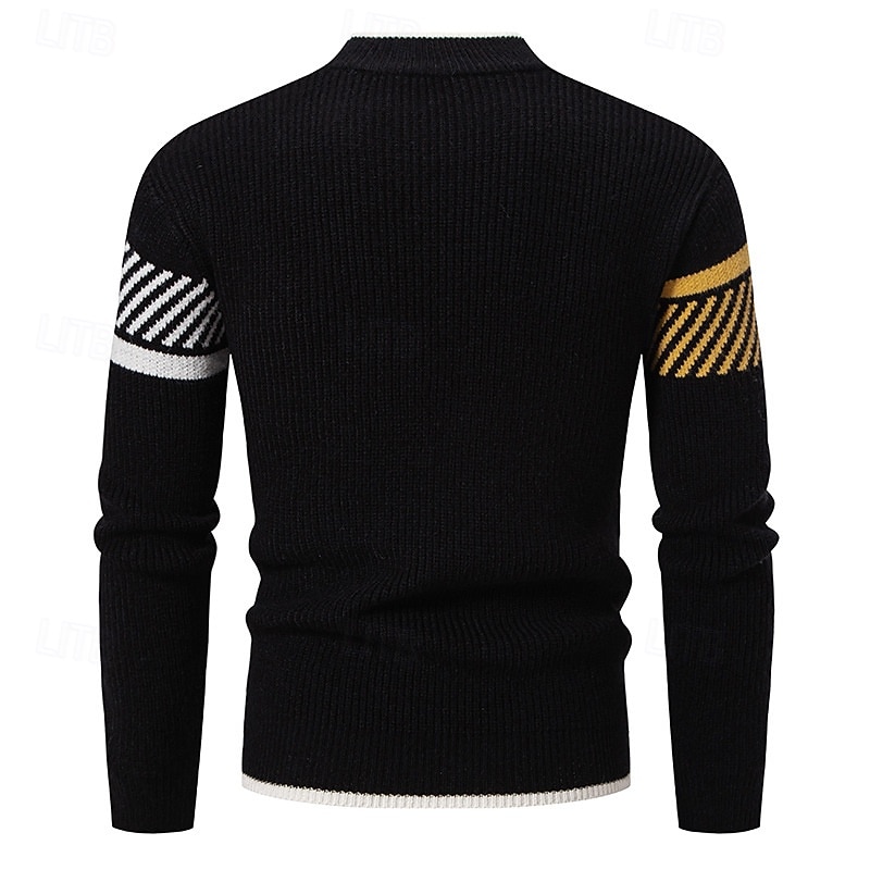 Hombre Suéter de punto Estriado Tejer Tops regulares De Punto Raya Cuello Barco Moda Básico Vacaciones Ropa Cotidiana Ropa Otoño Invierno Negro Blanco S M L 2026 - $38.99 –P3