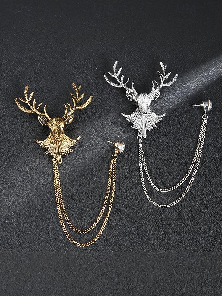 Miesten jouluinen rintaneula, jossa peura-, lohikäärme-, leijona- ja kruunuaiheet, metalliseosmateriaalia, juhlavia asusteita juhliin ja lahjoihin, useita kuvioita 2026 - $11.99 –P5