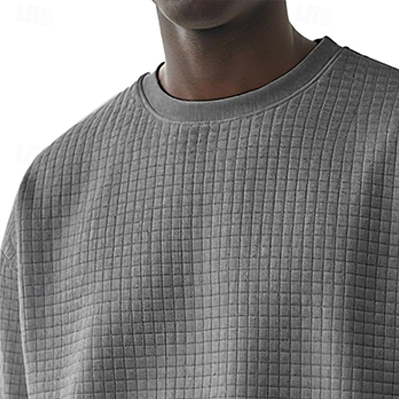 Homens Moletom Moletom Waffle Estacionar Cinza Claro Gola Redonda Tecido Textura Casual Diário Desportos e Ar livre Roupa de rua Legal Roupa de Esporte Primavera & Outono Roupa Moletons Moletons de 2026 por $24.99 –P12