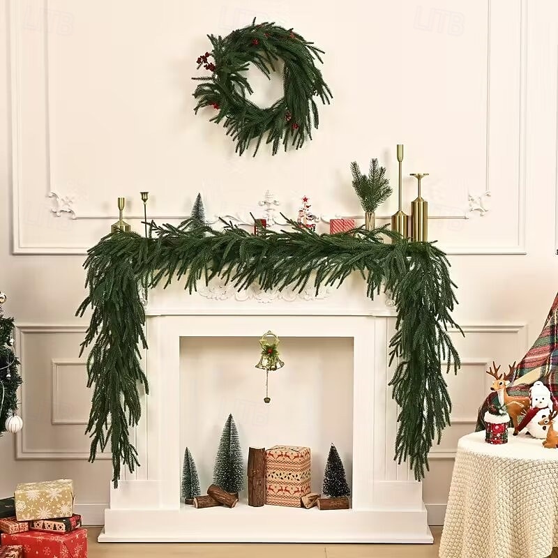 Neue 1,5M 1,8M 2,7M Norfolktanne Girlande für Dekorationen LED Lichterkette Künstliche Party-Girlande mit Lichtern für Innendekoration Urlaub Beleuchtung AA-Batteriebetrieb 2026 - $25.99 –P7