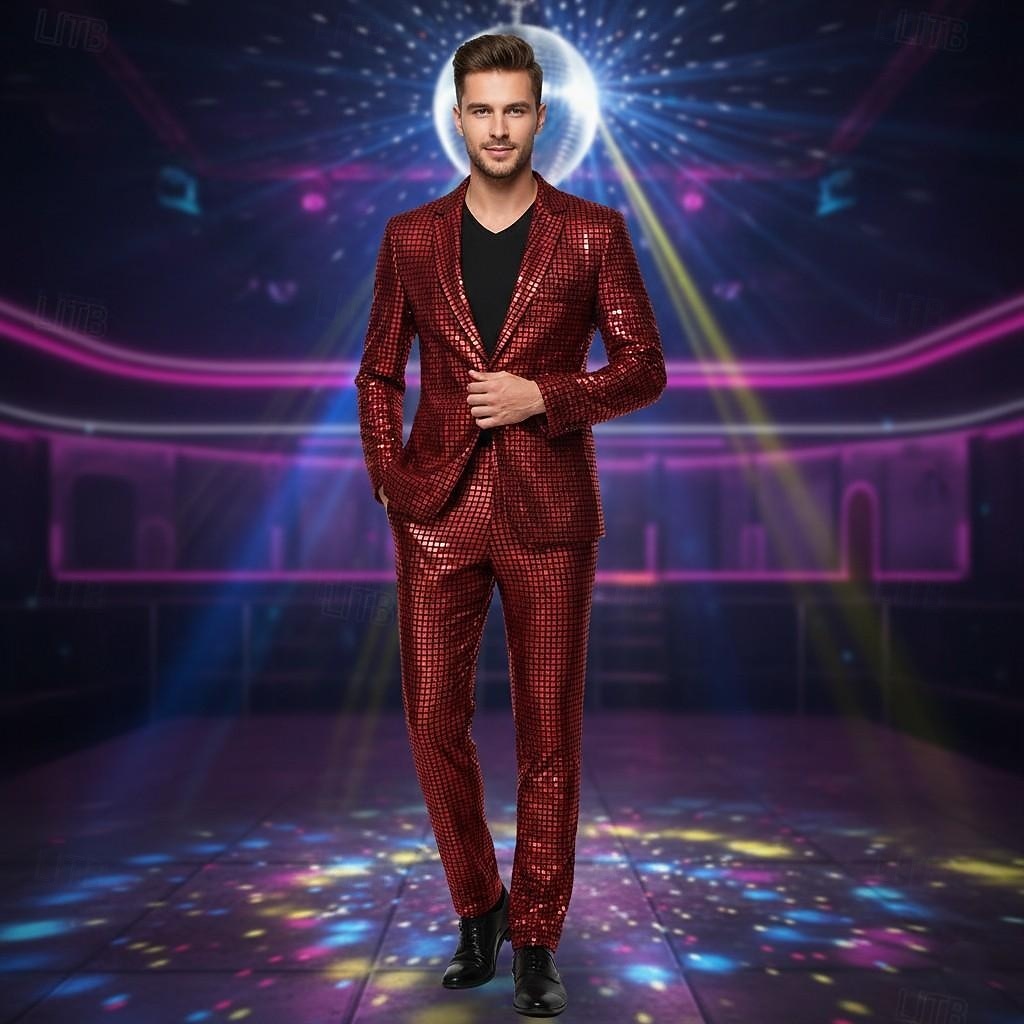 Conjunto Discoteca Anos 80 Roupa Fantasia fantasia Ternos / Conjuntos e Blazeres Metálico Brilhante Fantasia Homens Natal Ano Novo Espetáculo Bandagem Festa Temática Retro Adulto Casaco Calças de 2026 por $89.99 –P18