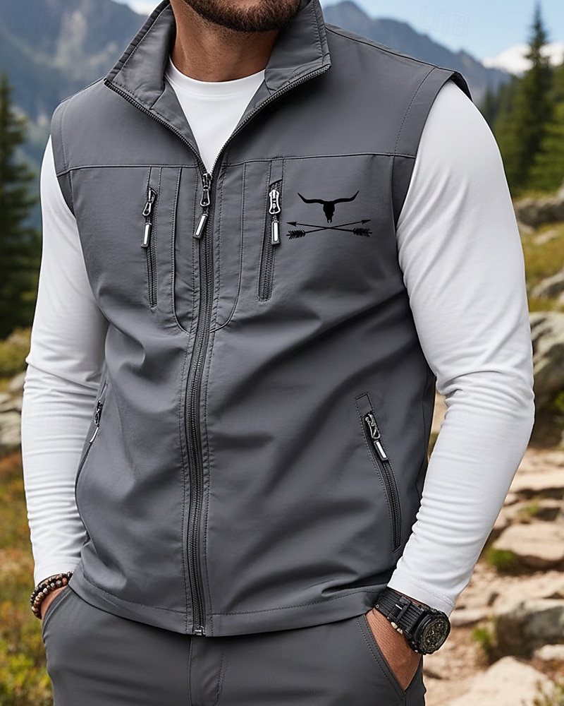 Per uomo Gilet Gilet da pesca All'aperto Quotidiano Moda Casual Primavera Autunno Cerniera Tasca Stampato Poliestere Confortevole Mucca Monopetto Un Bottone Collo alla coreana Vestibilità regolare del 2026 a $35.99 –P2