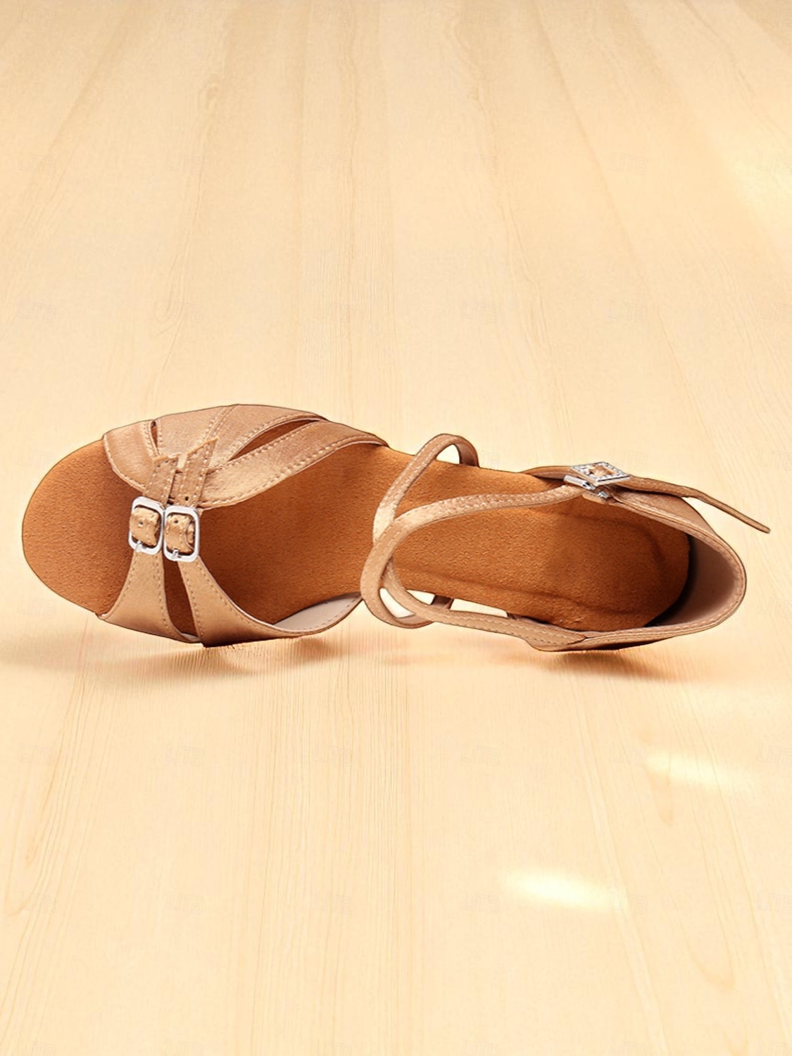 Scarpe da ballo latino in raso marrone da donna per bambini, comode scarpe da ballo da sala con tacco basso e cinturini incrociati &fibbia, ideale per l'allenamento di danza dei bambini &concorsi del 2026 a $32.99 –P2
