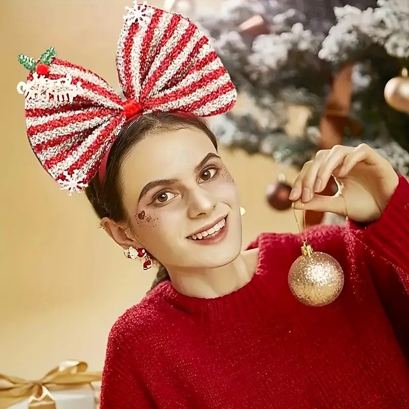 4 diademas navideñas, con gorro de Papá Noel y astas de reno, bonitos accesorios navideños para el cabello para niños y adultos, accesorios para disfraces y actuaciones navideñas. 2025 - $14.49 –P6