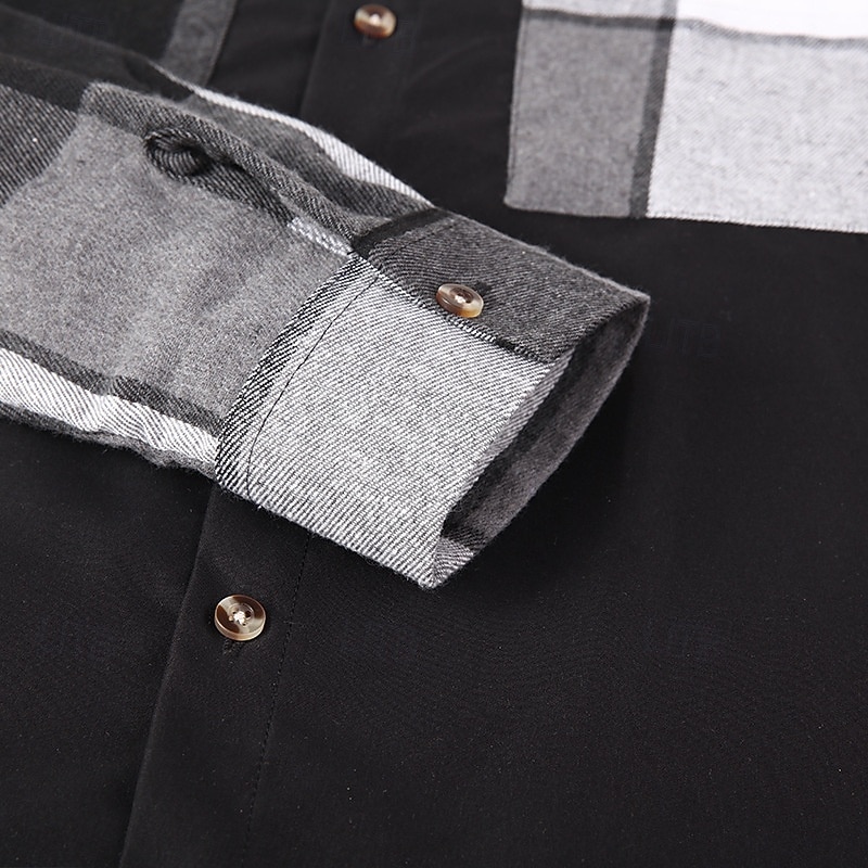 Bărbați Shacket Jachetă cămașă Jachete Iarnă Plisat Vacanță Purtare Zilnică Negru Albastru celest Manșon Lung Rever Toamnă Iarnă Îmbrăcăminte Buzunar frontal 2025 - $23.99 –P3