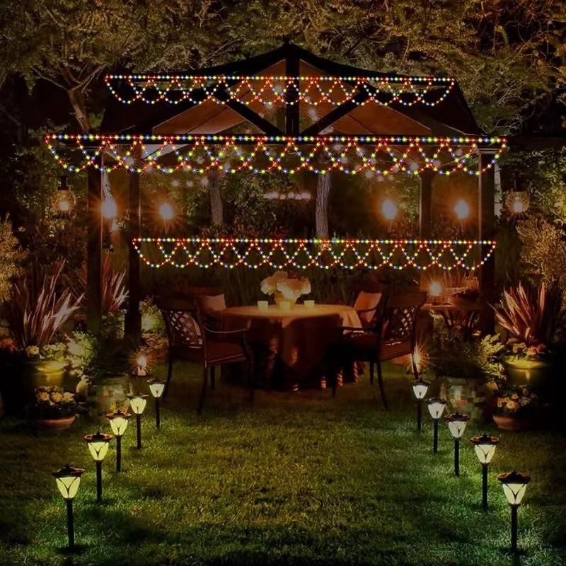 Luci a stringa a LED solari per esterni, 4 m, 138 LED, impermeabili, alimentate tramite USB o batteria, per Natale, matrimonio, festa, giardino, balcone, recinzione, portico, cortile, decorazione luci del 2025 a $14.49 –P3