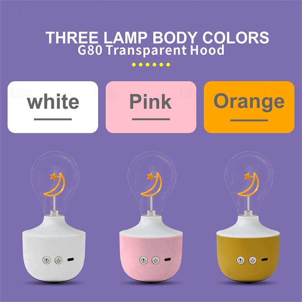 1 шт. светодиодный ночник в форме луны и звезды G80, перезаряжаемая настольная лампа RGB желтого цвета с регулировкой яркости, декор для комнаты, подарочный светильник в форме луны 2025 - $17.99 –P7