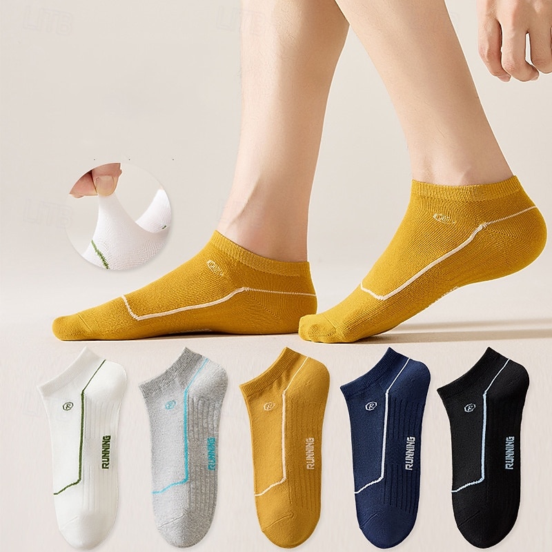 Pánské 5 párů Vícenásobné balení Ponožky Koşu Çorapları Ponožky pro běžné nošení Duhová Barva Slátanina Písmena Dovolená Sporty a outdoor Denní Základní Střední Jaro Podzim Módní Na běžné nošení 2026 - $4.99 –P2