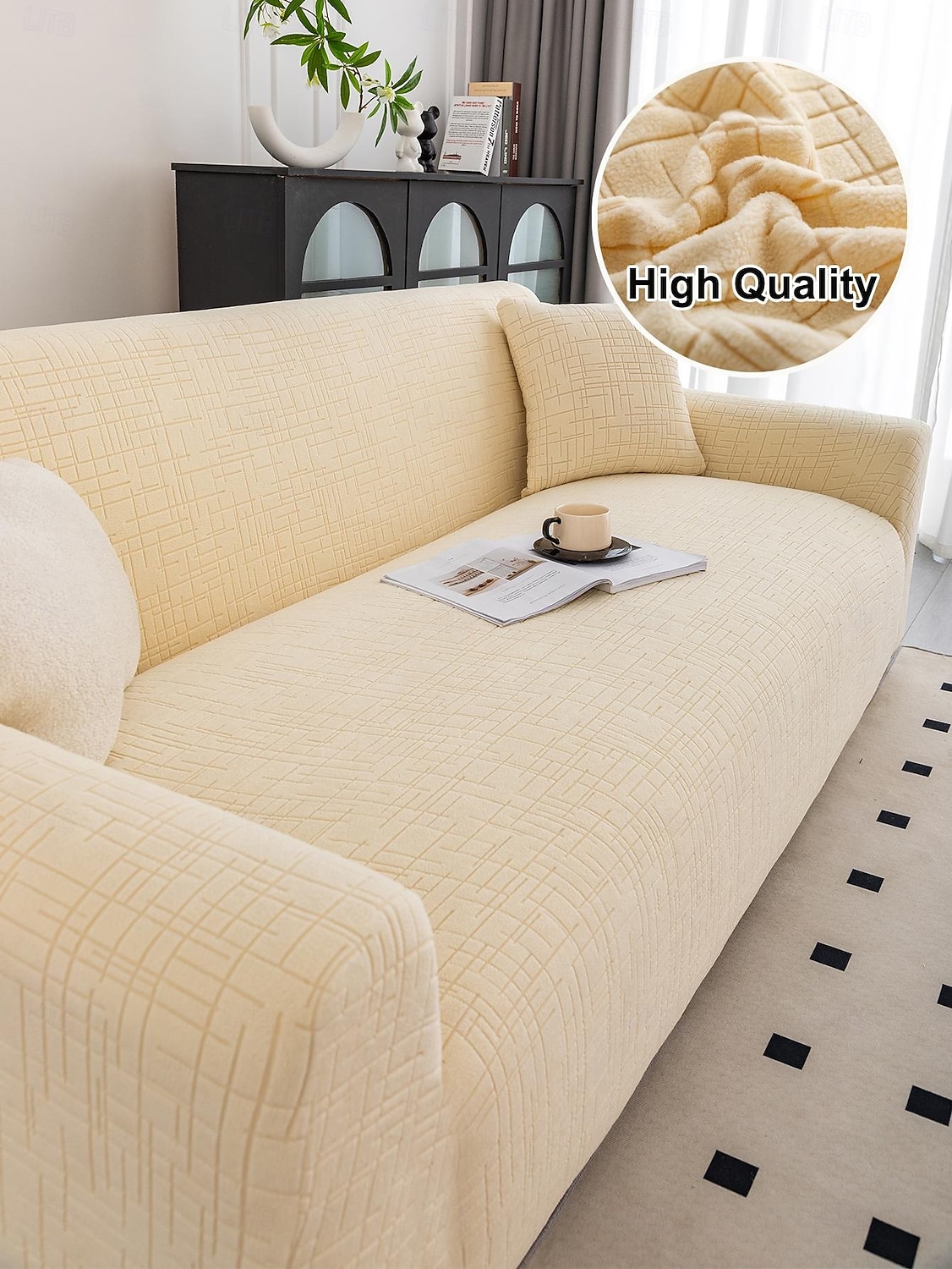 1 Piece Jacquard Wear-Resistant Elastic Sofa Cover – Solid Color Premium All-Season Universal Thickened Anti-Slip Slipcover, Suitable for L-Shaped and 1/2/3/4-Seater Sofas 2026 - $104.99 –P1