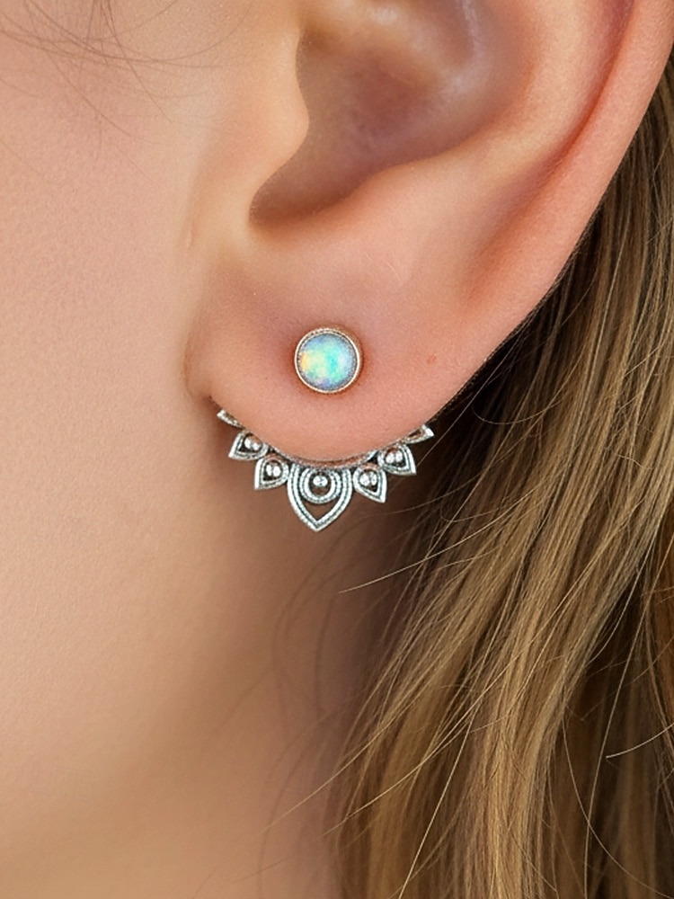 Pendientes bohemios de ópalo para mujer con diseño de loto vintage: joyería étnica para uso informal, festivo y de fiesta. 2026 - $7.99 –P2