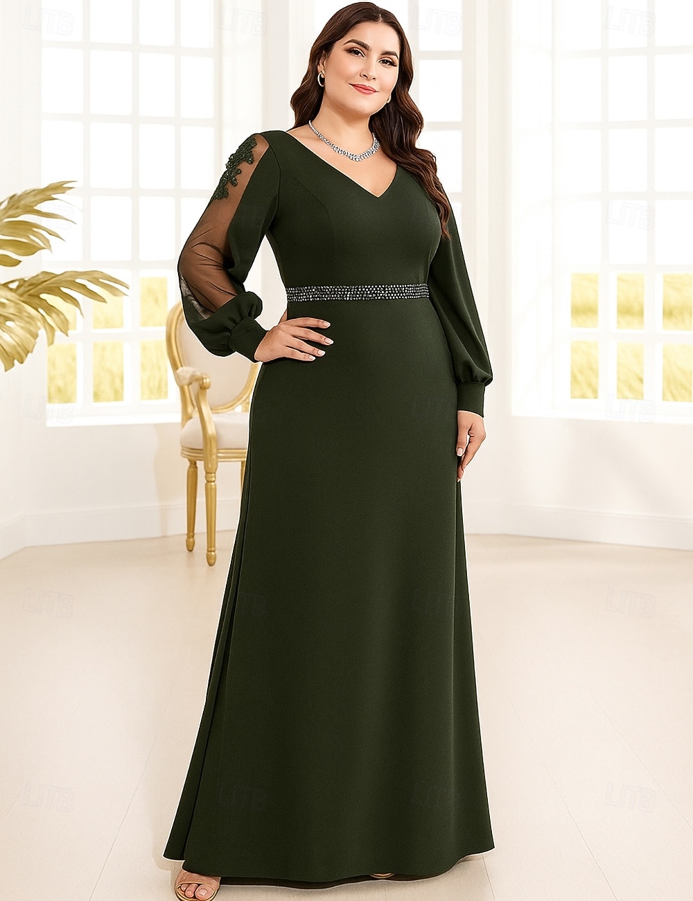 curvy formal wedding guest dresses Plus Size Lace Maxi Dress – V-Neck A-Line Chiffon Gown, Elegant Evening plus size formal wedding guest dresses