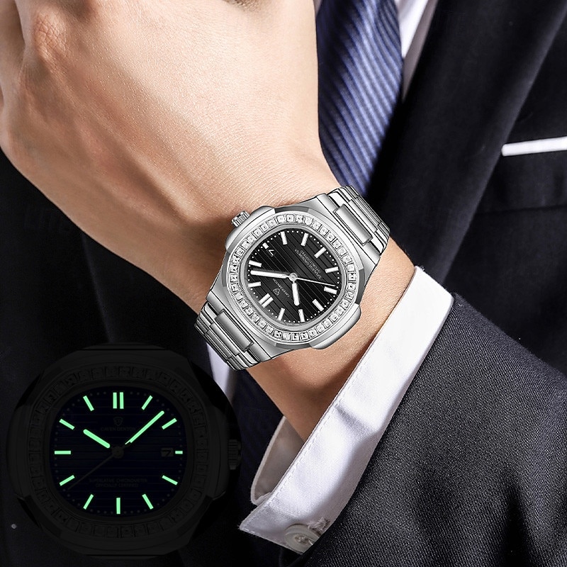 Оригинальные бизнес-часы с алюминиевым браслетом модные мужские часы с водонепроницаемостью IPX7 светящийся календарь повседневные кварцевые спортивные часы в коробке 2026 - $18.99 –P12