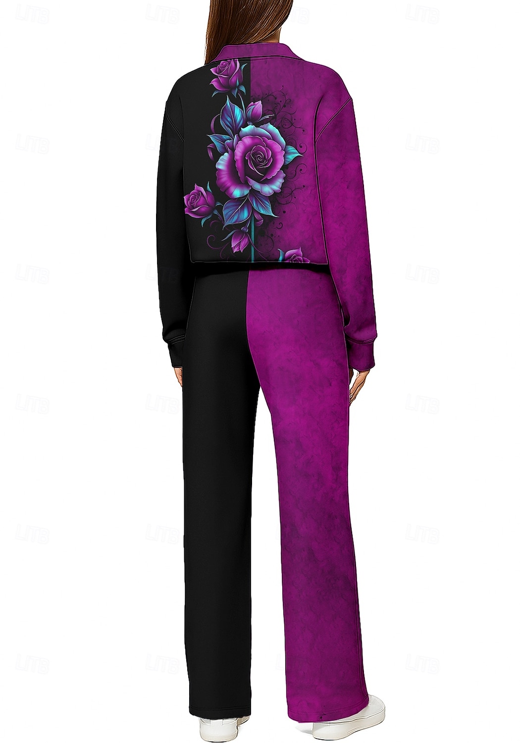 Damskie Bluza dresowa Dres Dres 2-częściowy Ściągana na sznurek Kieszeń Kwiaty Zestaw odzieży sportowej Zestawy odzież Jesień Zima Różowy Czerwony Kariera Na zewnątrz Podróże Lekki Moda Długi rękaw 2026 - $44.99 –P2