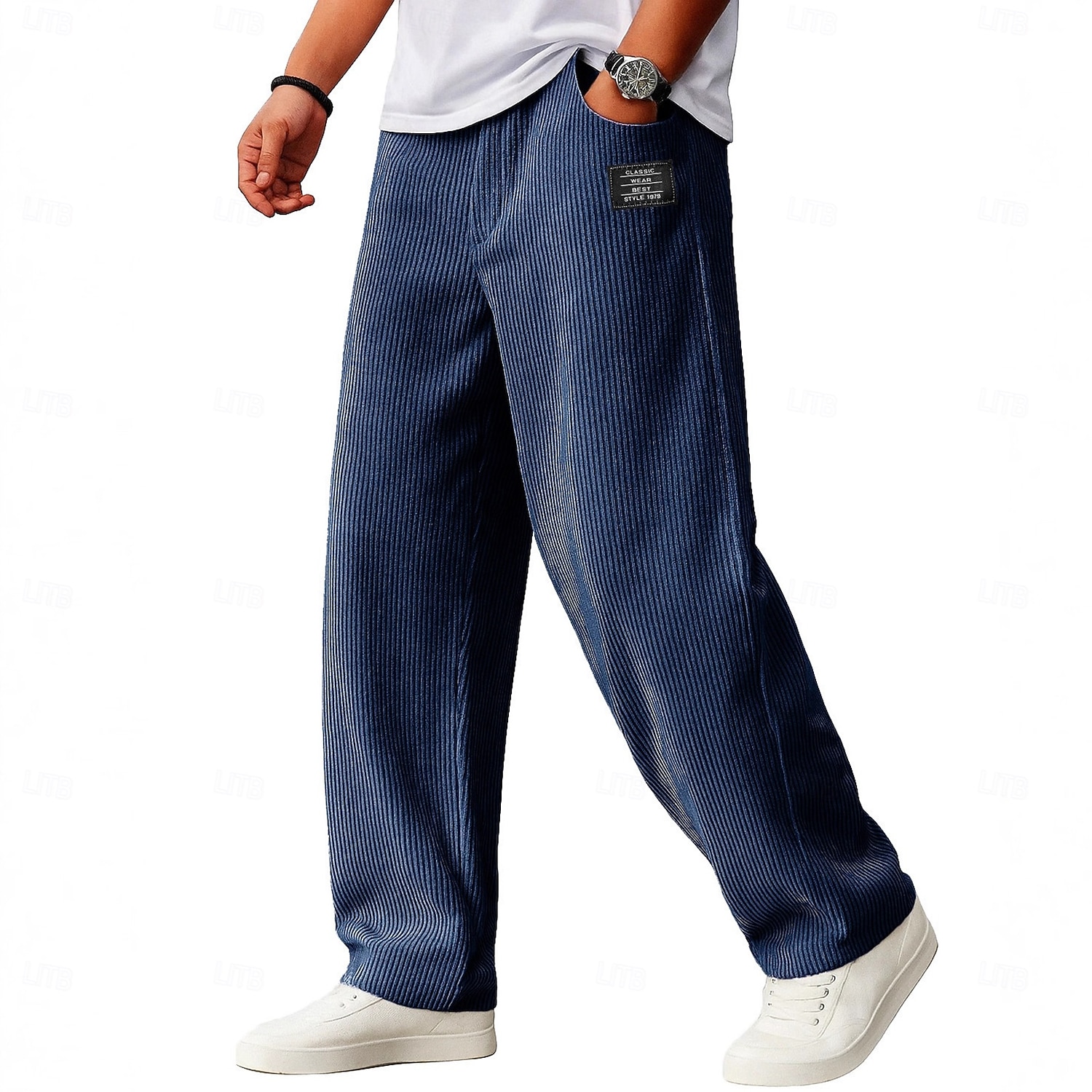 Homme Pantalons Pantalon en velours côtelé Pantalons Amples Pantalon de survêtement droit Cordon de serrage Taille Élastique Couleur Unie Confort Longueur complète Quotidien Extérieur Vêtements de rue de 2026 ? $22.99 –P8