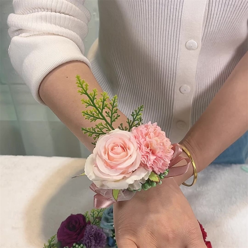 Fiori da polso da sposa Fiore all'occhiello Matrimonio / Evento / Festa Tessuti Floreale del 2026 a $17.49 –P8