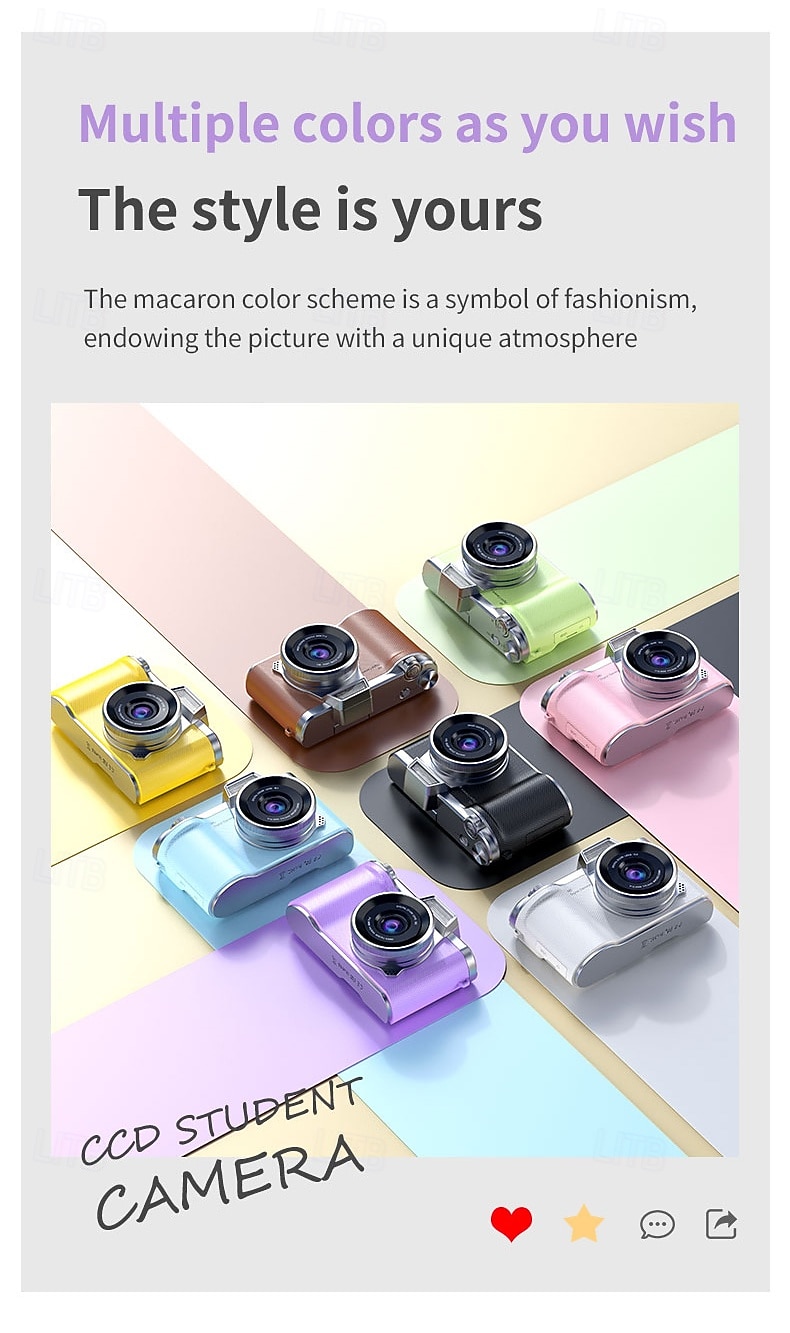 2026年 1080P HDポータブルCCDカメラ 4Kレンズ フリップスクリーン USB充電式リチウムポリマーバッテリー 初心者向け旅行Vlogging 完璧なバレンタインデーギフト 初心者カメラ  コレクション – $47.99 –P14