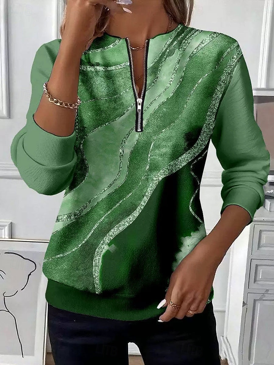 Pentru femei Hanorac pulover Hanorace cu fermoar Fermoar Imprimeu Grafic Abstract Modă Casual Manșon Lung Stil Nautic Topuri obișnuite Stradă Zilnice Albastru piscină Roșu-aprins Mov Maro Trifoi 2026 - $27.99 –P5