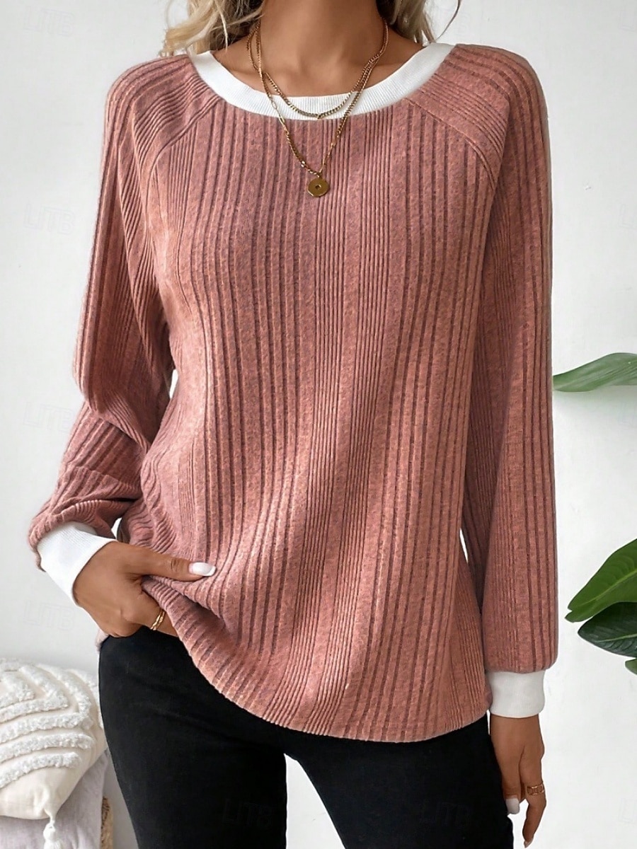 Γυναικεία Μπλούζα Κουρελού Συμπαγές Χρώμα Στυλάτο Καθημερινό Μακρυμάνικο Στρογγυλή Ψηλή Λαιμόκοψη Κανονικά μπλουζάκια Καθημερινά Μαύρο Ανθισμένο Ροζ Φούξια Γκρίζο Άνοιξη Φθινόπωρο Χειμώνας 2026 - $21.99 –P13