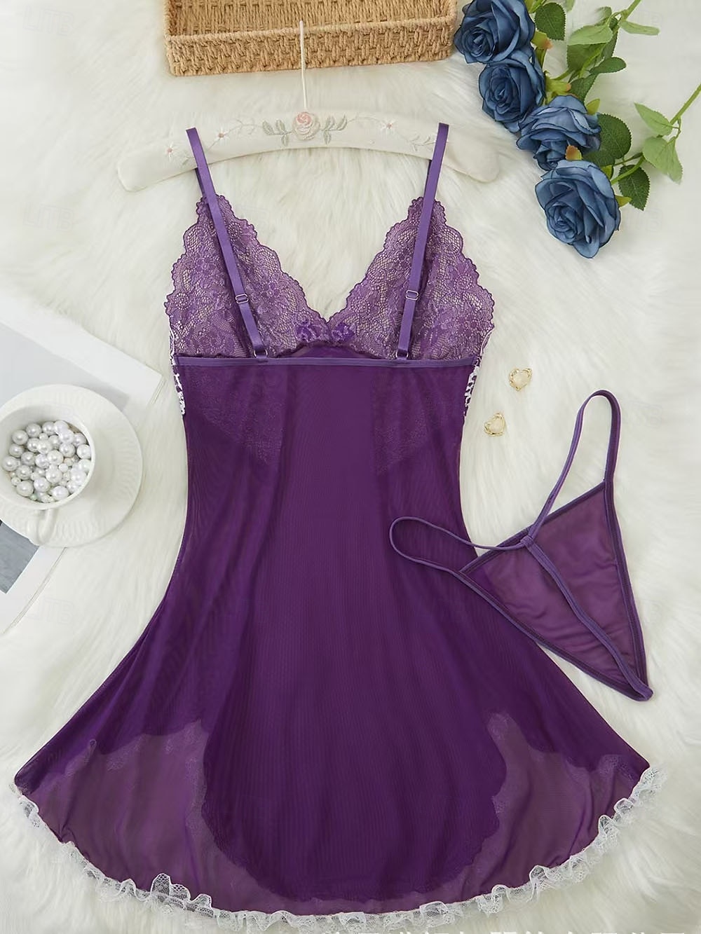 Set di Camicia da Notte Babydoll Lingerie Abito Slip con Tanga Donne in Rete Pizzo Notturni Maliziosi Fatti a Mano Abbigliamento per Festa di Capodanno Regalo di San Valentino per Lei del 2026 a $15.99 –P12