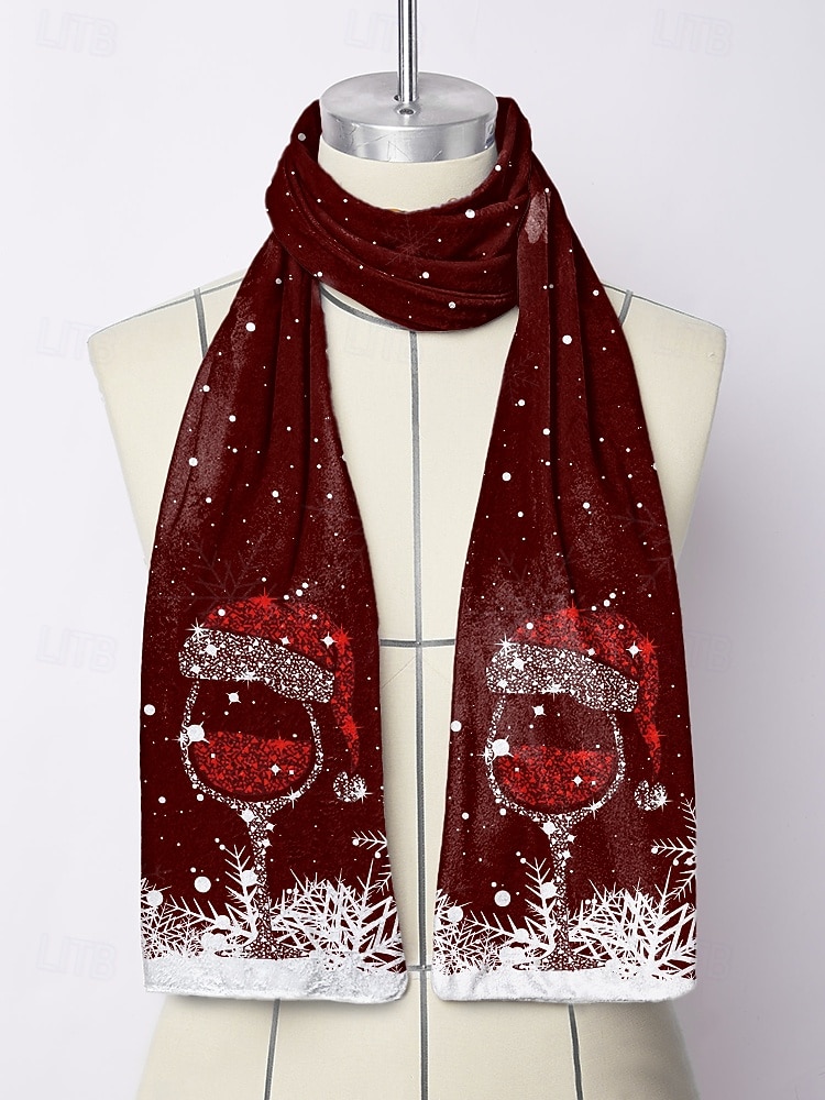 Écharpe de Noël pour femme, châle d'hiver doux avec imprimé bonnet de Père Noël, écharpe de cou confortable pour les fêtes et cadeaux festifs, plusieurs couleurs de 2025 ? $18.99 –P5