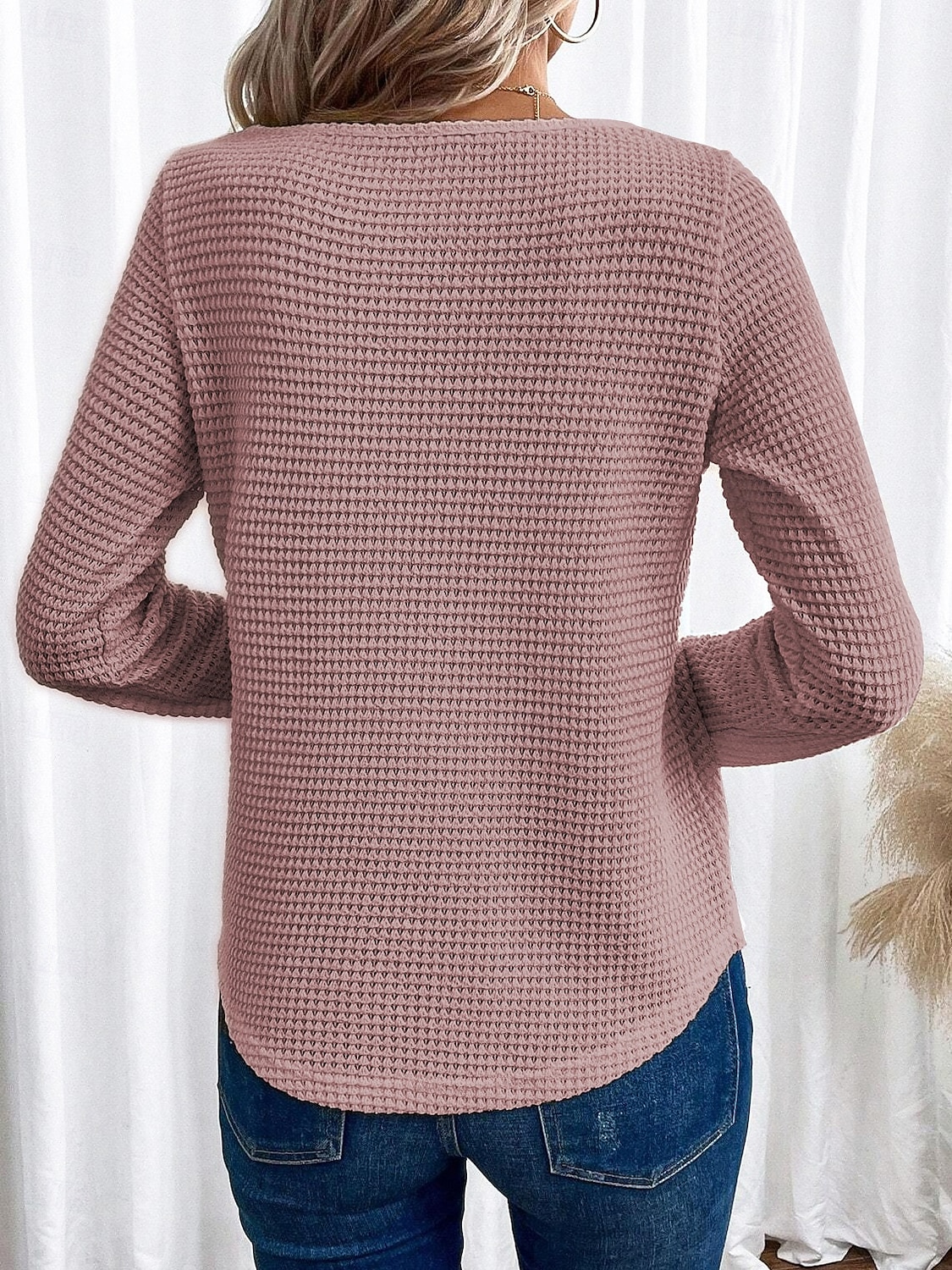 Damskie Koszula Jednokolorowe Elegancja Bohema Zabytkowe Długi rękaw Półgolf Zwykłe topy Praca Codzienny Koronka Haft Koronka iluzjonistyczna Brudny róż Niebieski Pomarańczowy Beżowy Wiosna Jesie 2025 - $24.99 –P2