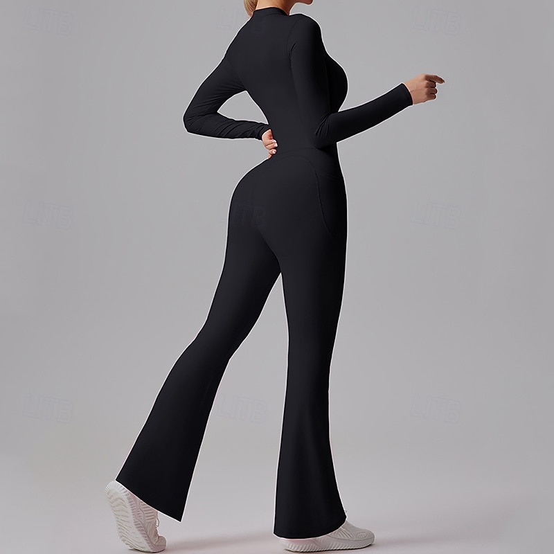 Mujer Mono de Fitness Mono de una pieza Cerrar Color sólido Body Primavera Otoño Negro Blanco Gimnasio Rutina de ejercicio Corriendo Control de barriga Manga Larga Deporte Ropa de Deporte Ajuste 2026 - $54.99 –P13