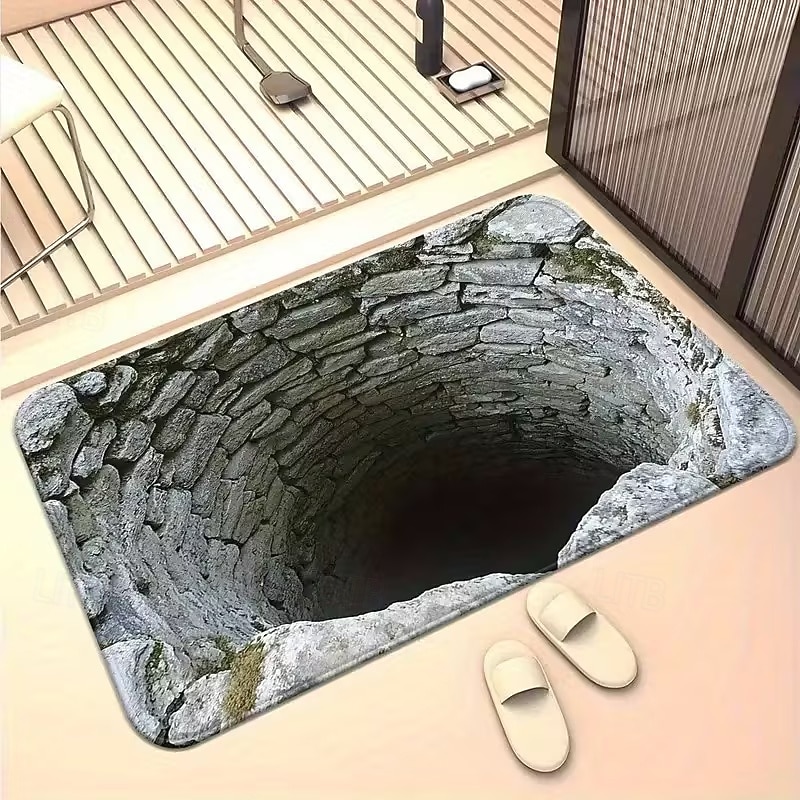 Fußmatte Belgisches Samt gedruckte Eingangsteppich weich rutschfest waschbar 3D-visuelles Tiefenloch-Design Fußmatte innen außen Teppich für Küche Schlafzimmer Badezimmer dekorativer Teppich 2025 - $11.49 –P5
