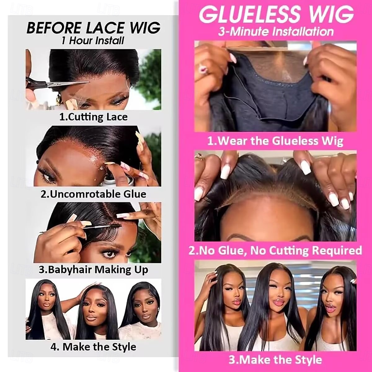 Straight Human Hair Glueless Wigs 100% Human Hair Bleached Knots Upgraded Lace Front Wigs Pre Cut Straight 4x4 Glueless Lace Closure Wigs for Women 2026 - $108.99 –P6
