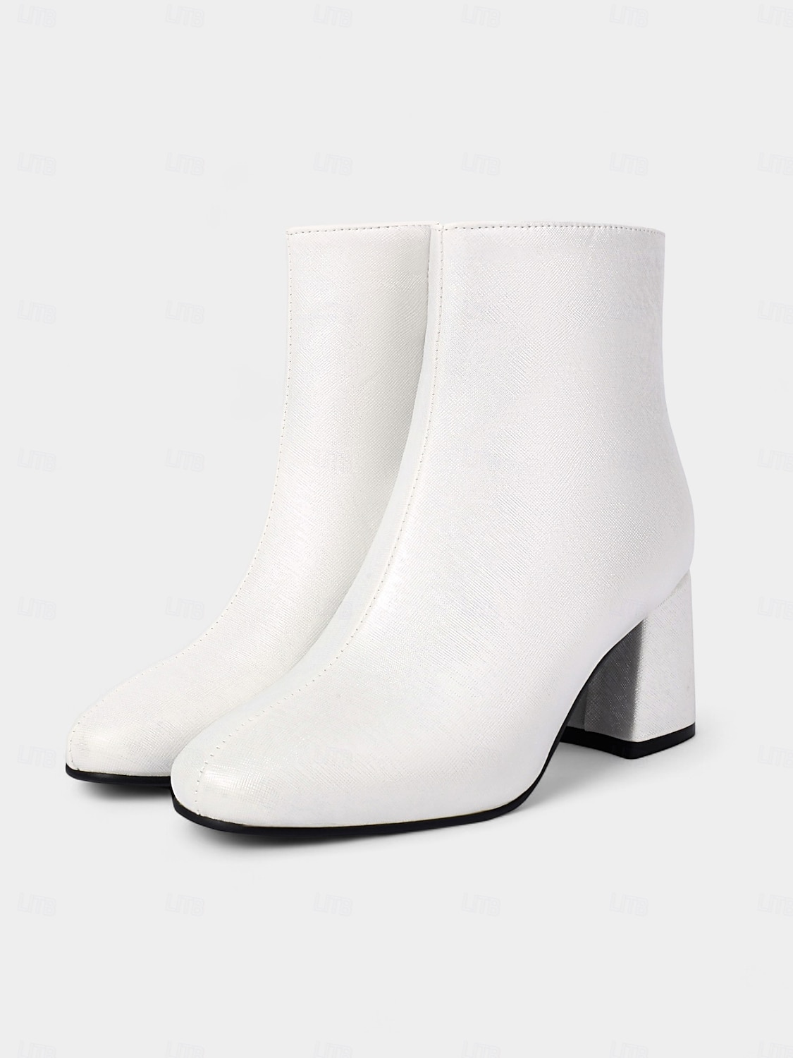 Botas femininas vermelhas de salto alto com zíper, design elegante de salto grosso, perfeitas para festas de Natal, eventos de feriados e uso diário de 2026 por $64.99 –P5