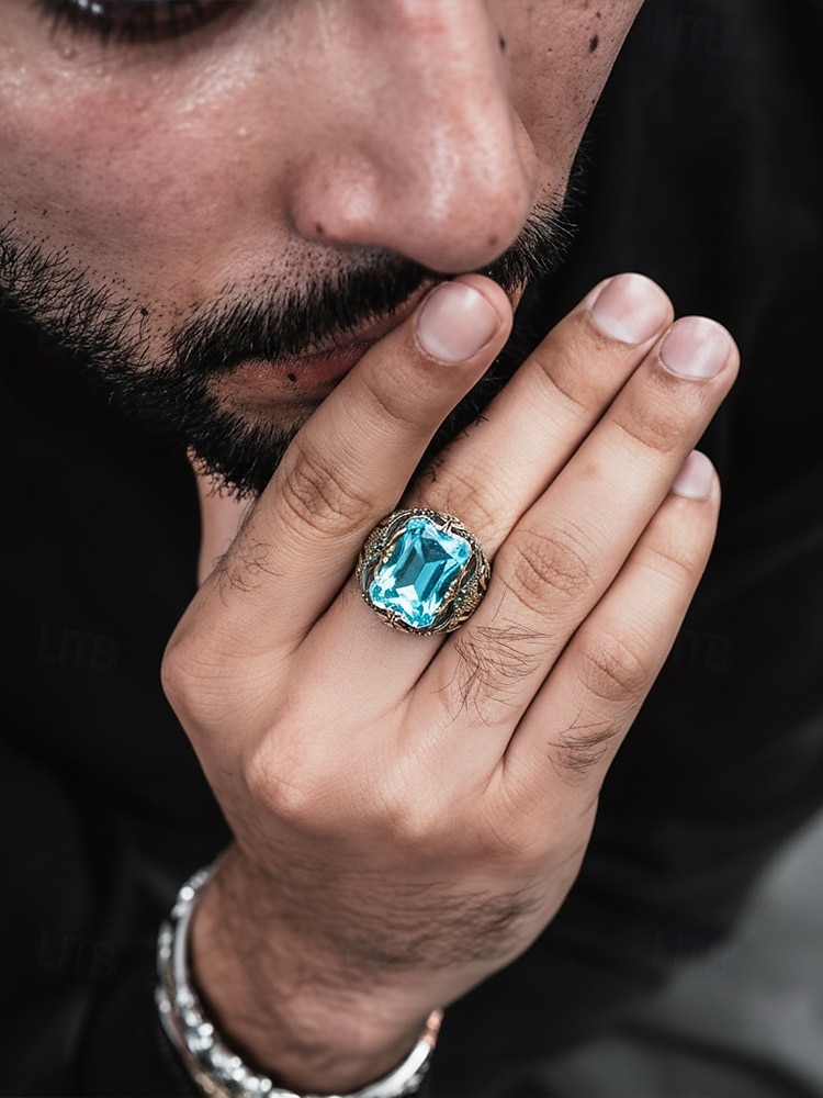 Bague en alliage pour homme avec pierres précieuses, bijou gothique vintage avec grosse pierre, accessoire de mode multicolore, cadeau de Noël unique pour les fêtes et au quotidien de 2025 ? $11.99 –P3